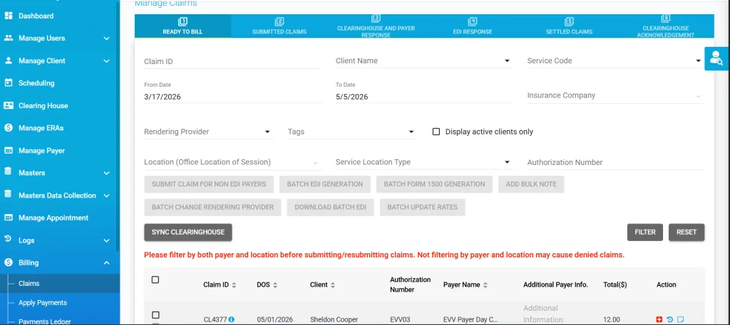 Billing and claims