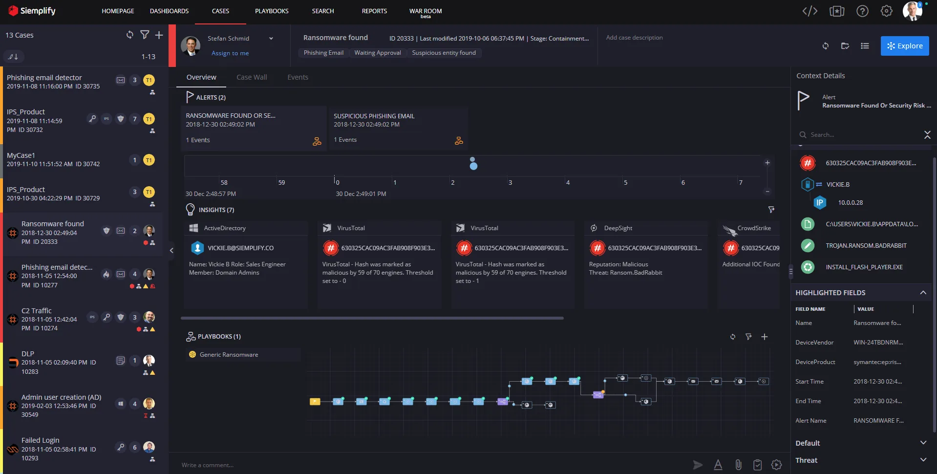 Siemplify case management